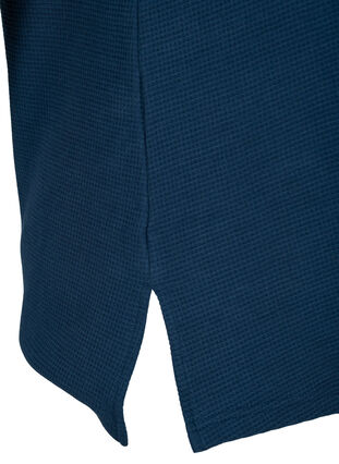 Bomulds bluse med v-hals og 3/4 ærmer, Navy Blazer, Packshot image number 3