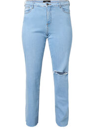 Højtaljede Gemma jeans med hul på knæet, Ex Lgt Blue