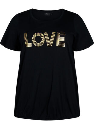 Bomulds t-shirt med folieprint, Black W. Love, Packshot image number 0