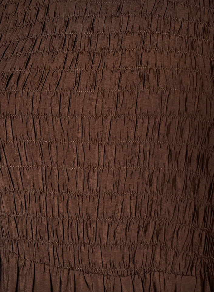 Midikjole i viskose med smock, Brun, Packshot image number 2