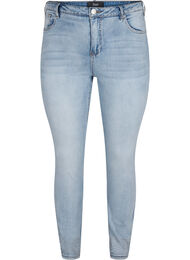 Amy jeans med høj talje og dekorative sten , Light blue
