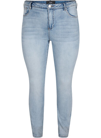Amy jeans med høj talje og dekorative sten 