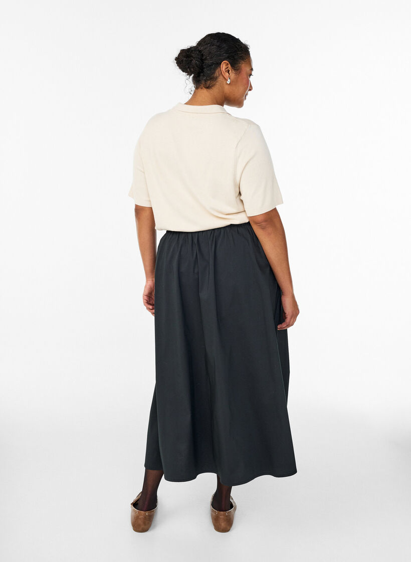 Finstrikket poloshirt med korte &aelig;rmer, Beige, Model image number 1