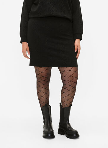 Kort nederdel med tekstur, Black, Model image number 2