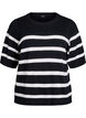 Stribet strikbluse med korte &aelig;rmer, Sort, Packshot image number 0