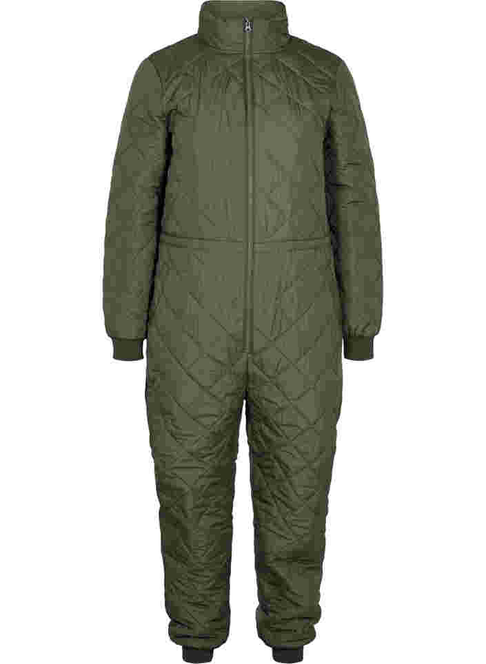 Quiltet termo jumpsuit med justerbar talje, Forest Night, Packshot image number 0