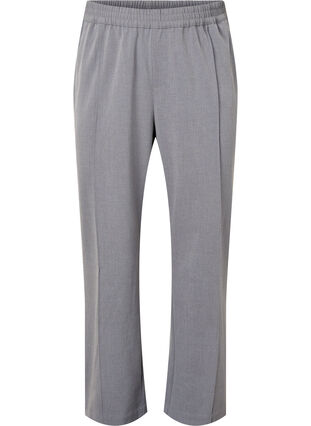 Gråmelerede bukser med elastik i taljen, Medium Grey Melange, Packshot image number 0