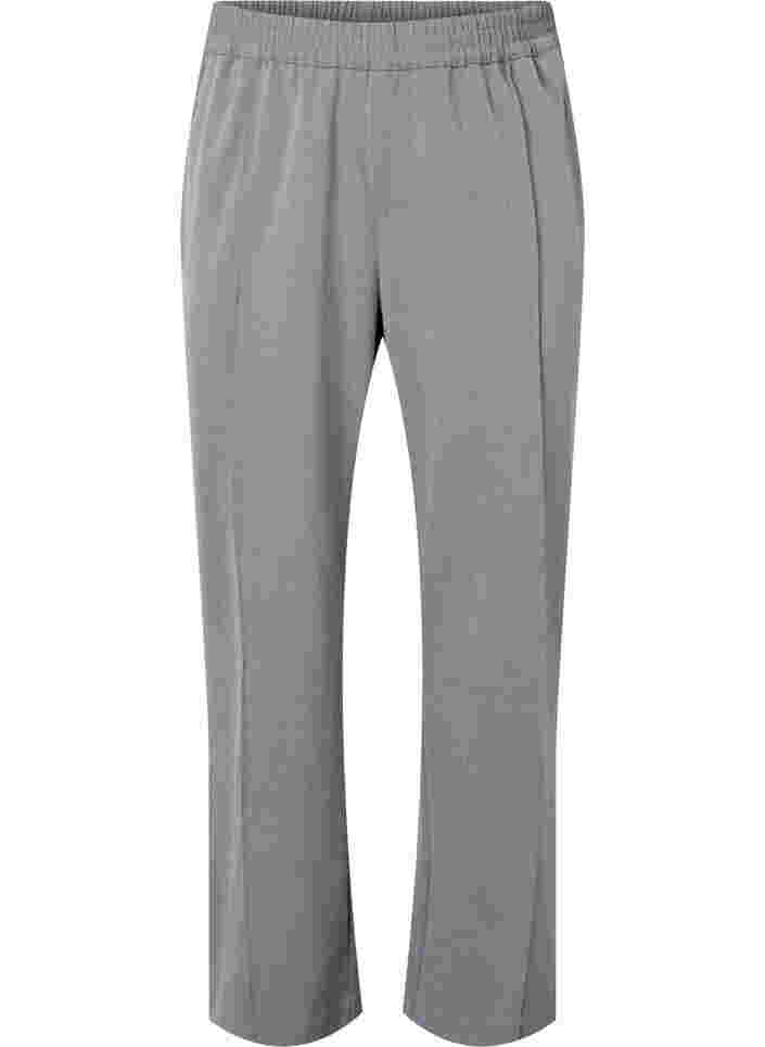 Gråmelerede bukser med elastik i taljen, Medium Grey Melange, Packshot image number 0