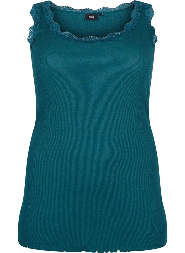 Top med blondekant, Gr&oslash;n, Packshot image number 0