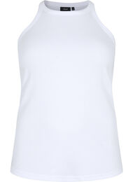 Ribbet tanktop i bomuld, Bright White