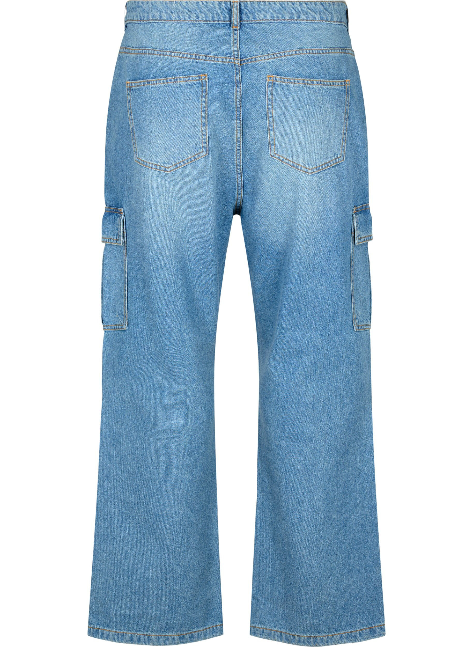 Zizzi L&oslash;stsiddende jeans med cargolommer, Light blue, Packshot image number 1