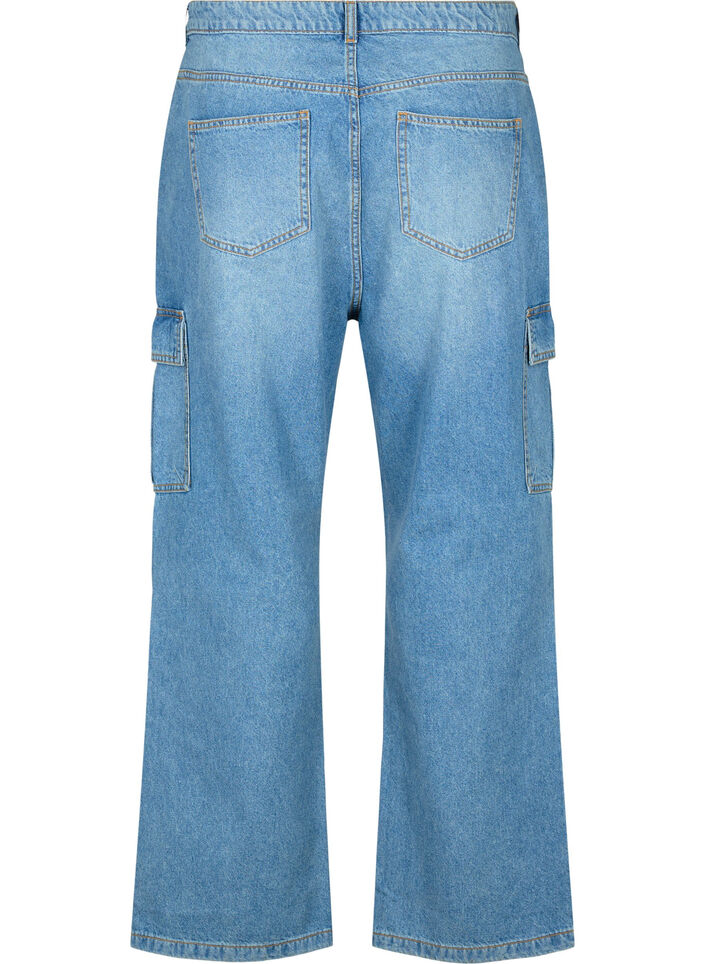 Løstsiddende jeans med cargolommer, Light blue, Packshot image number 1