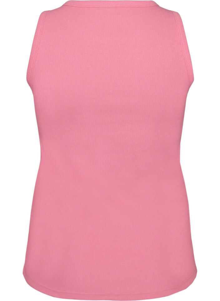 Ribtop i bomuld med h&oslash;j hals, Lyser&oslash;d, Packshot image number 1