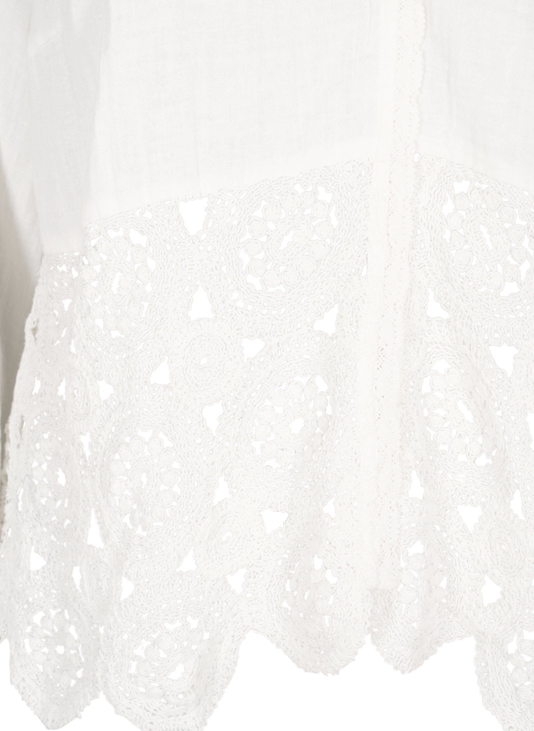 Zizzi Skjortebluse i bomuldsmusselin med crochetdetaljer, Vanilla, Packshot image number 2