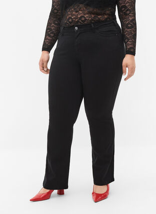 Ellen bootcut jeans med høj talje, Black, Model image number 3