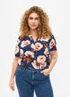 Bluse med korte &aelig;rmer og v-udsk&aelig;ring , Bl&aring;, Model image number 0