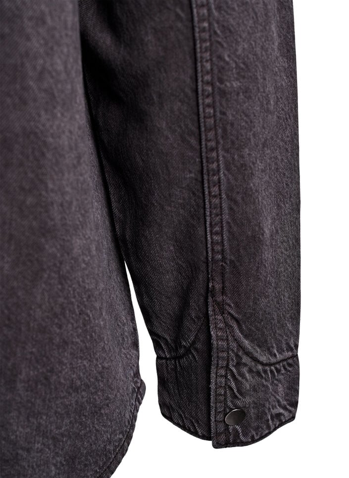 Denimskjorte med brystlommer , Grå, Packshot image number 3