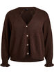 Cardigan med harlekinm&oslash;nster og V-hals, Brun, Packshot image number 0