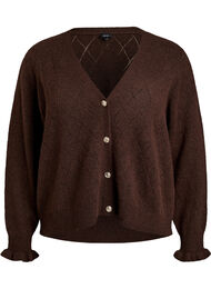 Cardigan med harlekinm&oslash;nster og V-hals, Brun