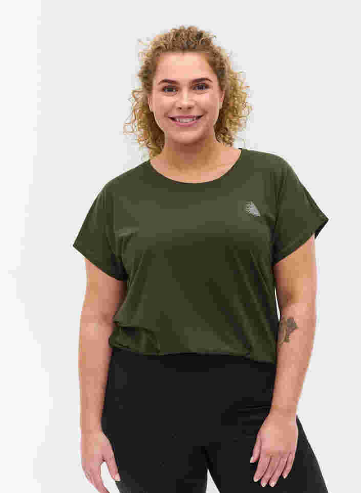 Ensfarvet trænings t-shirt, Forest Night, Model