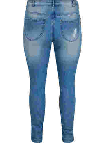 Super slim Amy jeans med slid og knapper, Light blue, Packshot image number 1