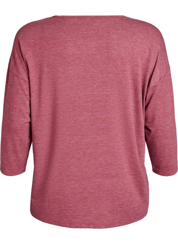 Jerseybluse med 3/4 &aelig;rmer, Lyser&oslash;d, Packshot image number 1