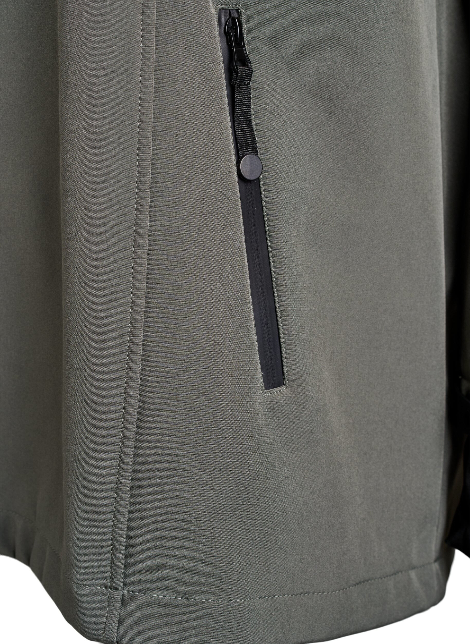 ZizziKort softshell jakke med aftagelig h&aelig;tte, Gr&aring;, Packshot image number 3