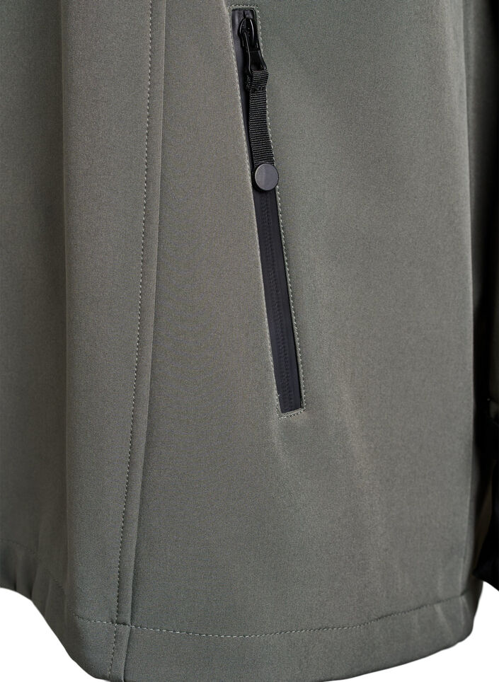 Kort softshell jakke med aftagelig h&aelig;tte, Gr&aring;, Packshot image number 3