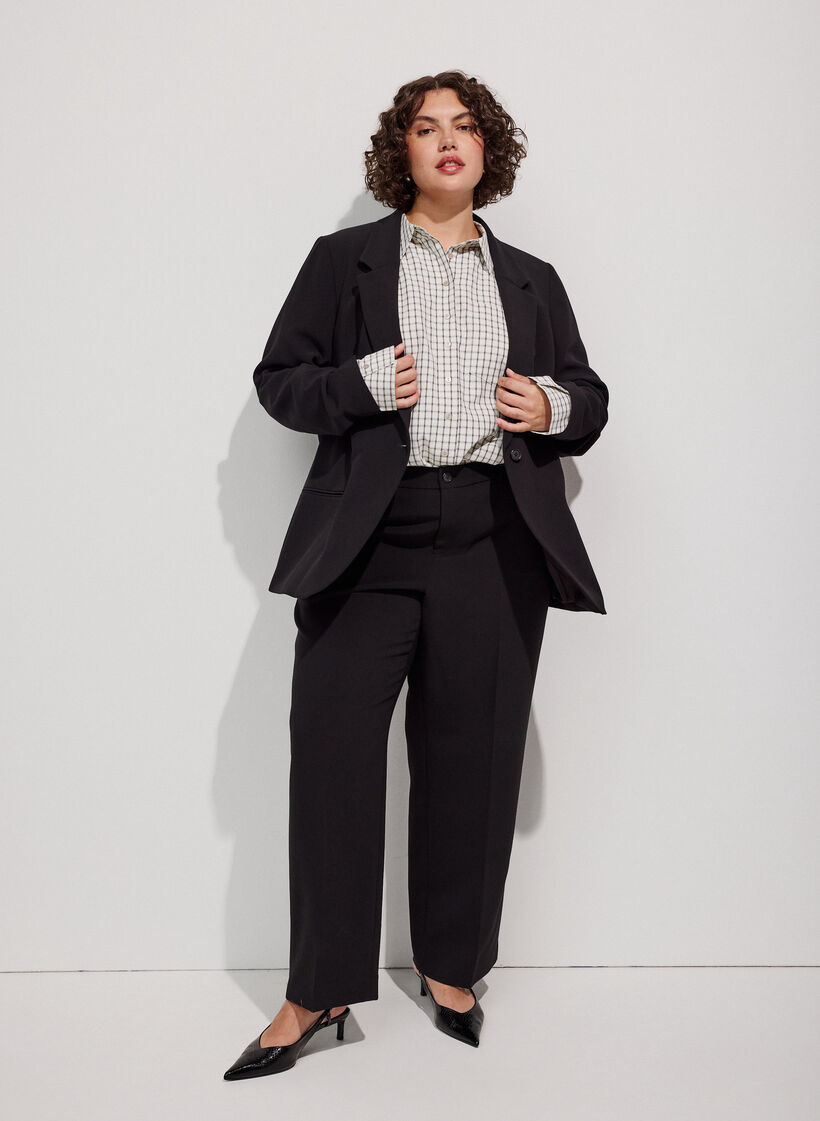 Klassisk blazer med enkel knaplukning, Sort, Model image number 1