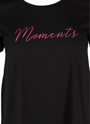 Bomulds t-shirt med a-form og tryk , Black, Packshot image number 2