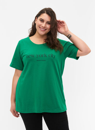 mor aflange gift FLASH - T-shirt med motiv - Grøn - Str. 42-60 - Zizzi