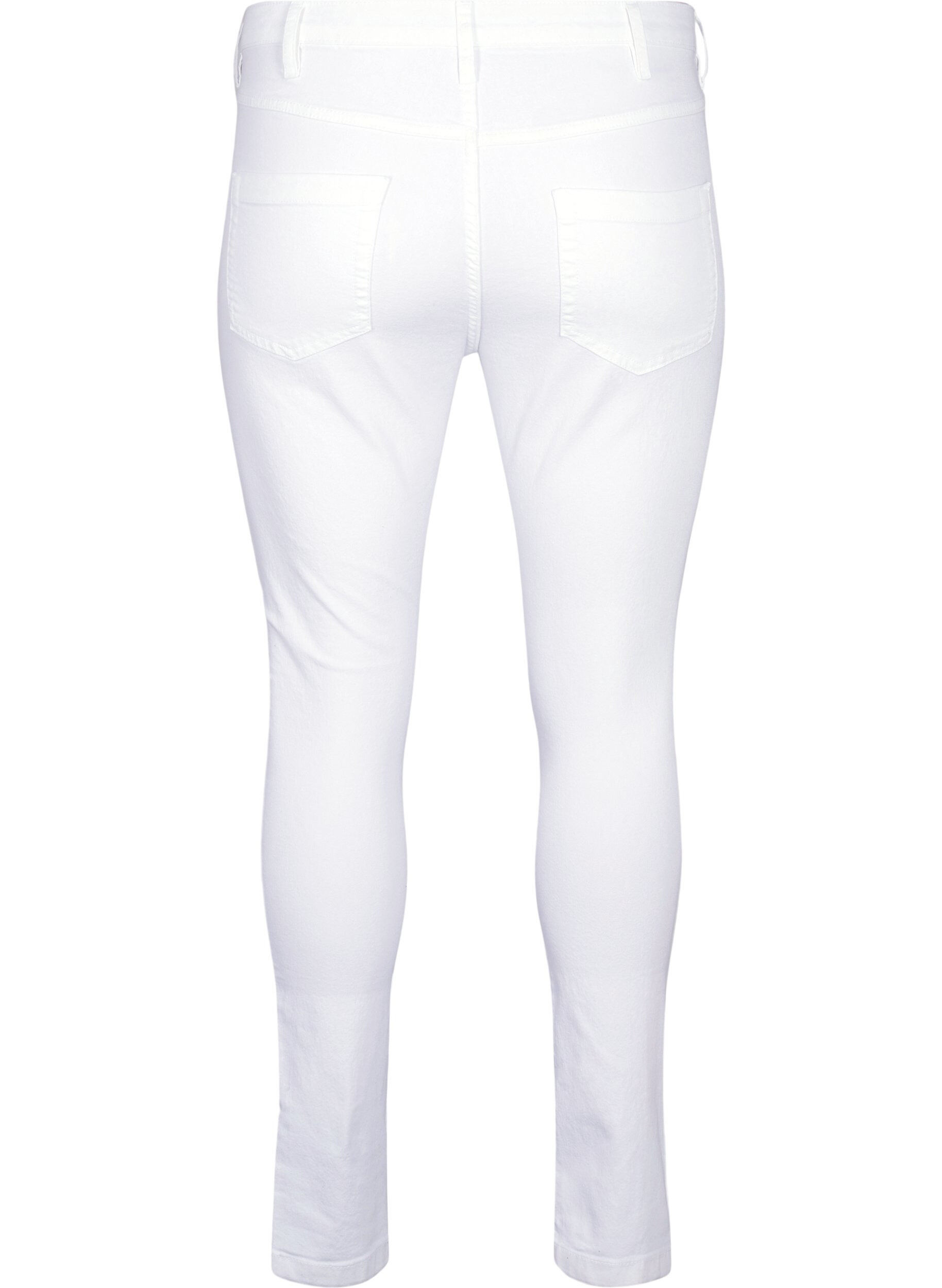 Zizzi H&oslash;jtaljede super slim Amy jeans, Hvid, Packshot image number 1