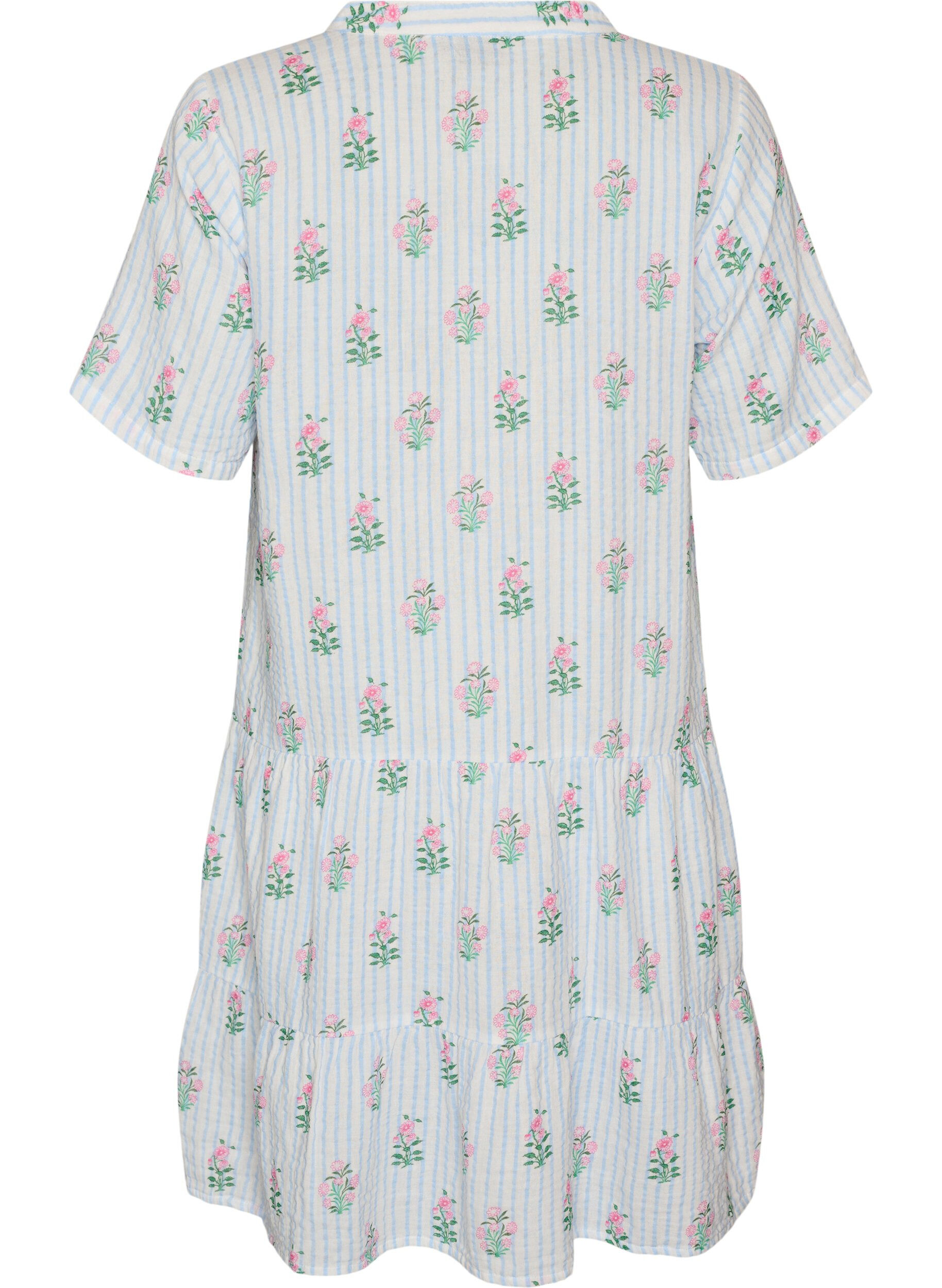 ZizziKort kjole i bomuldsmusselin med A-facon, Vanilla, Packshot image number 1