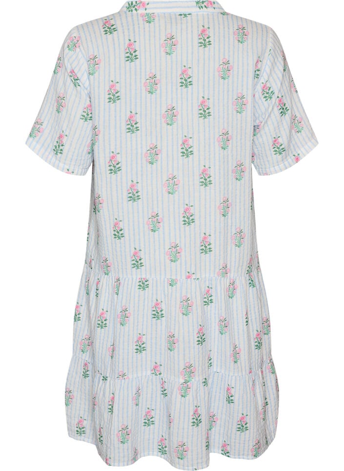 Kort kjole i bomuldsmusselin med A-facon, Vanilla, Packshot image number 1