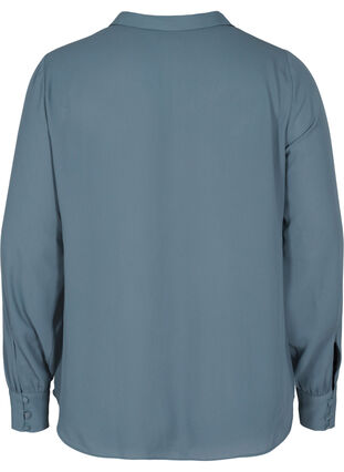 Skjorte med knaplukning og v-udskæring, Balsam Green, Packshot image number 1