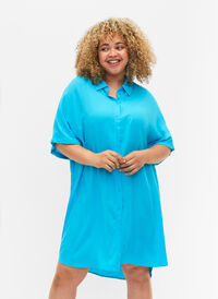 Lang skjorte i viskose, Blue Atoll, Model