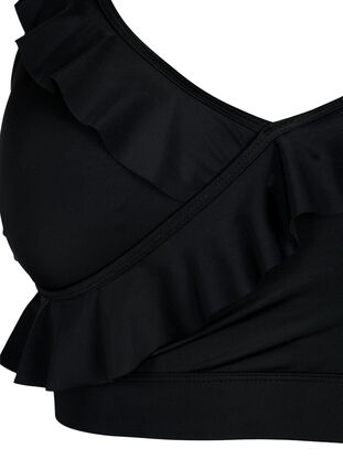 Bikini top med flæser og udtagelig indlæg, Black, Packshot image number 2