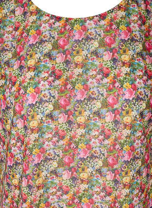 Kortærmet bluse med blomsterprint, Pink Flower AOP, Packshot image number 2