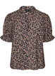 Blomstret viscosebluse med korte &aelig;rmer og smockdetaljer, Bl&aring;, Packshot image number 0