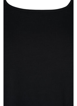 Ensfarvet bomulds t-shirt med 3/4 ærmer, Black, Packshot image number 2