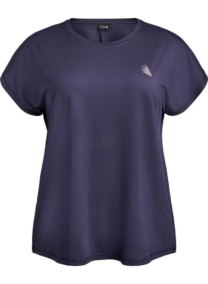 Ensfarvet tr&aelig;nings t-shirt, Bl&aring;, Packshot image number 0