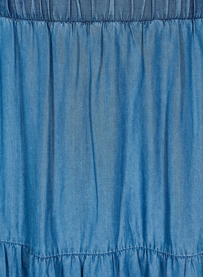 Denim maxinederdel med fl&aelig;ser, Bl&aring;, Packshot image number 2