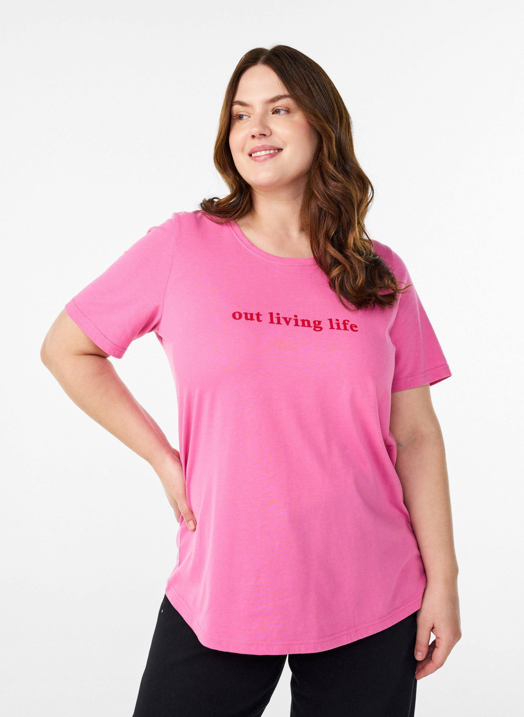 T-shirt med motiv, Lyser&oslash;d, Model