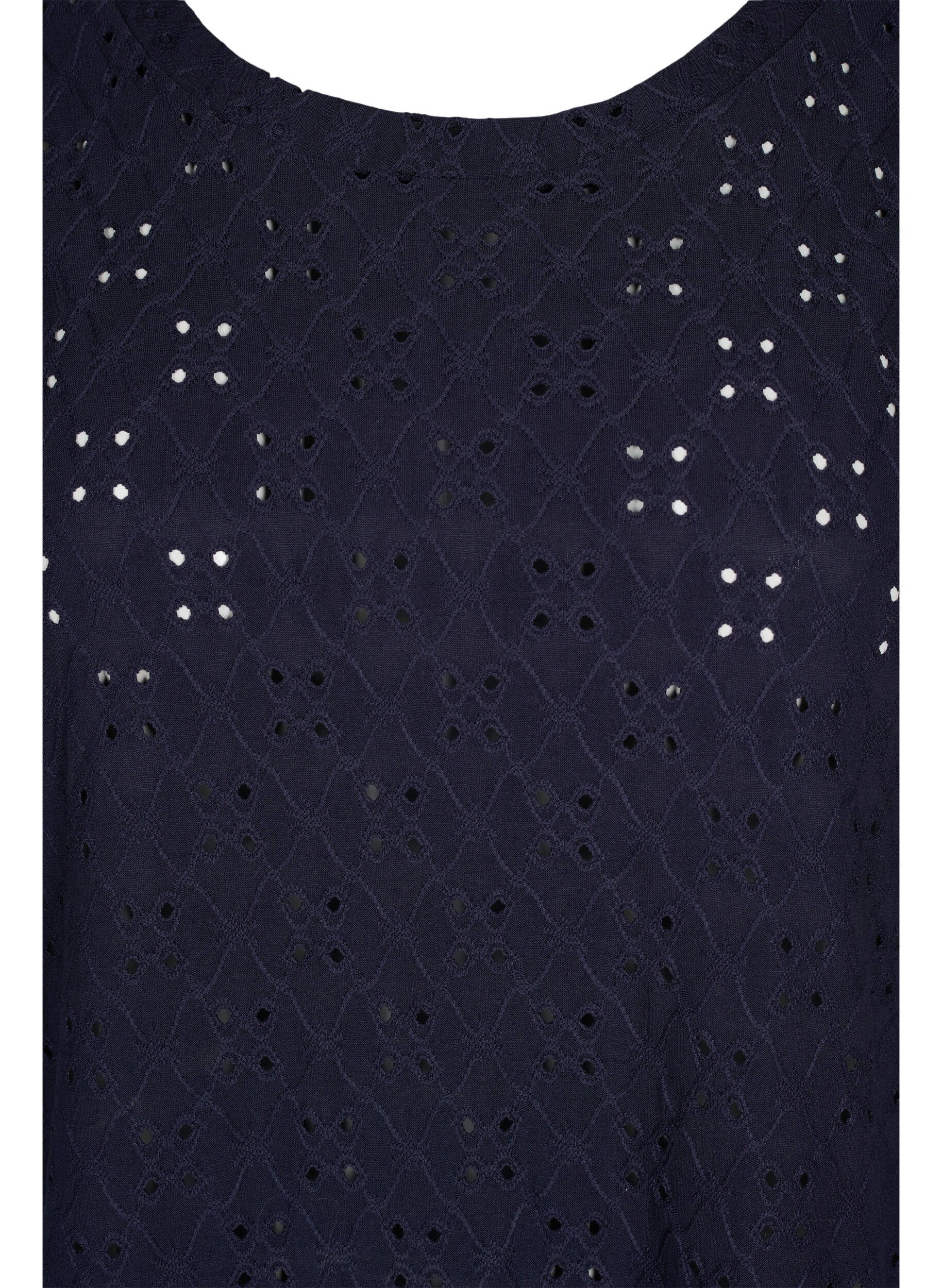 Zizzi Top med broderi anglaise, Night Sky, Packshot image number 2