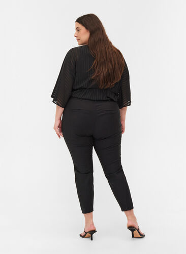 Klassiske bukser med høj talje og ankellængde, Black, Model image number 1