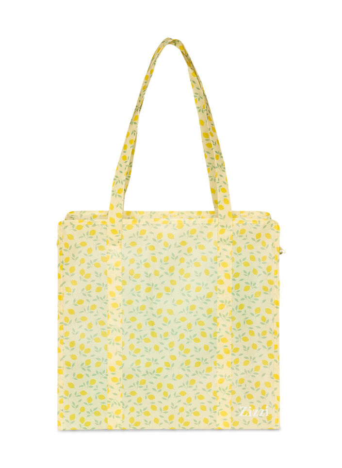 Shoppingbag med lynl&aring;s, Gul, Packshot image number 1