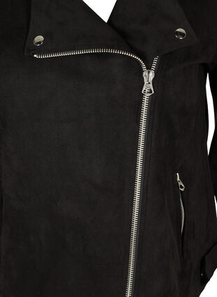 Kort jakke i imiteret ruskind, Black, Packshot image number 2
