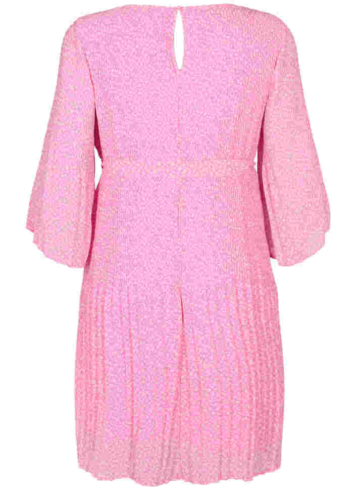 Plissé kjole med bindebånd, Pink Ditzy Flower, Packshot image number 1