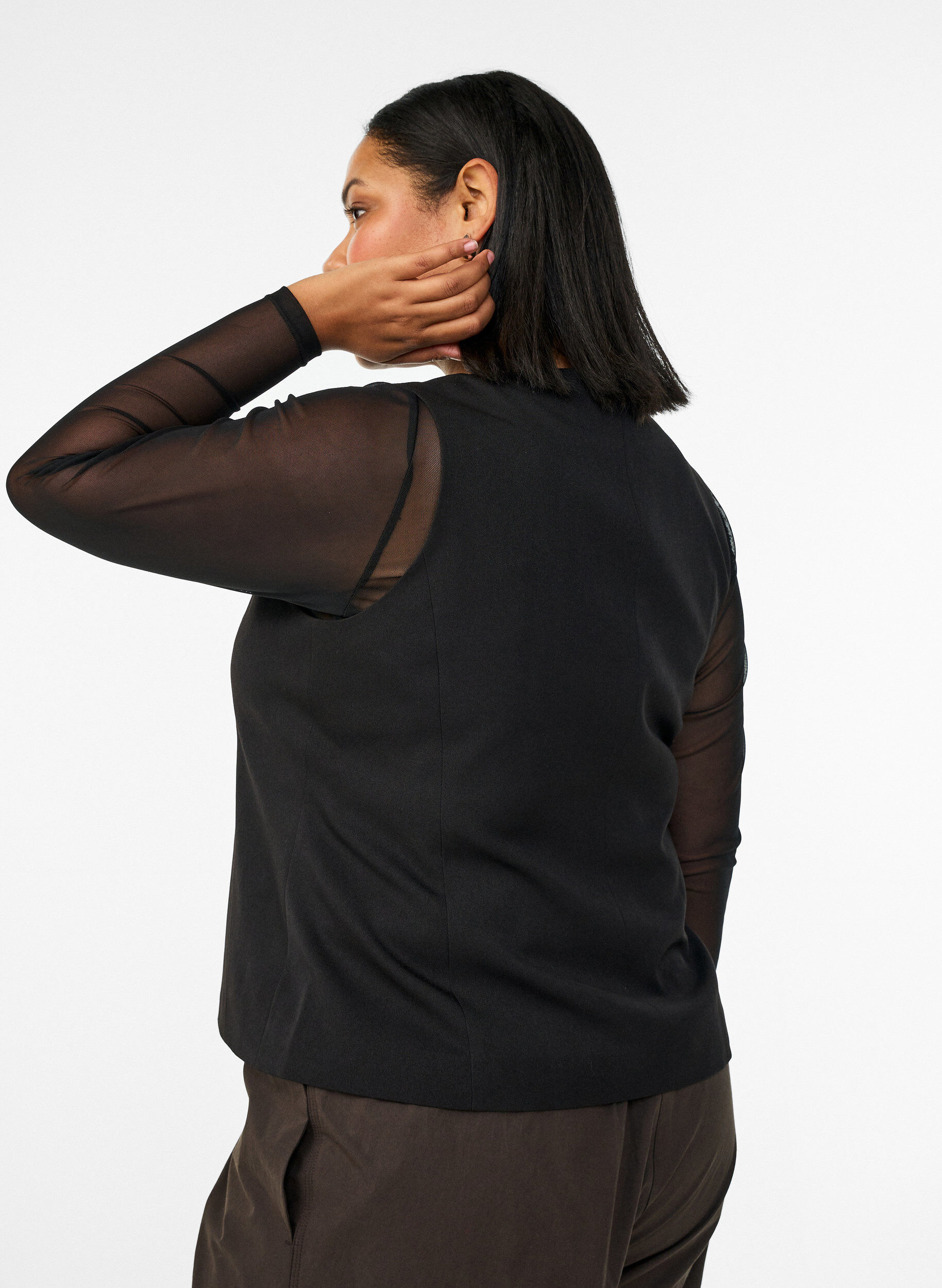 Zizzi Habitvest med knaplukning, Sort, Model image number 2