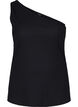 One-shoulder top i bomuld, Black, Packshot image number 0
